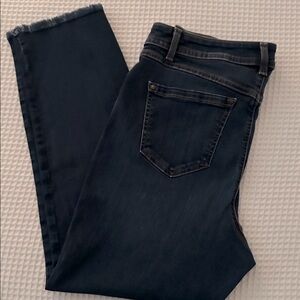 INC Women's Straight Leg Curvy Ankle Raw hem Jeans Dk Indigo Wash Size 12